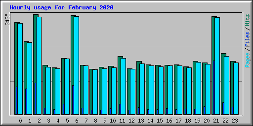 Hourly usage for February 2020